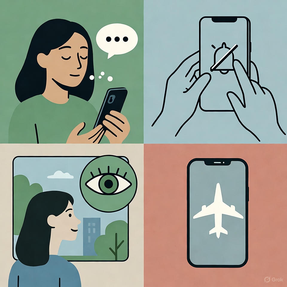 Infográfico com técnicas práticas de mindfulness digital incluindo respiração consciente e pausas de tela